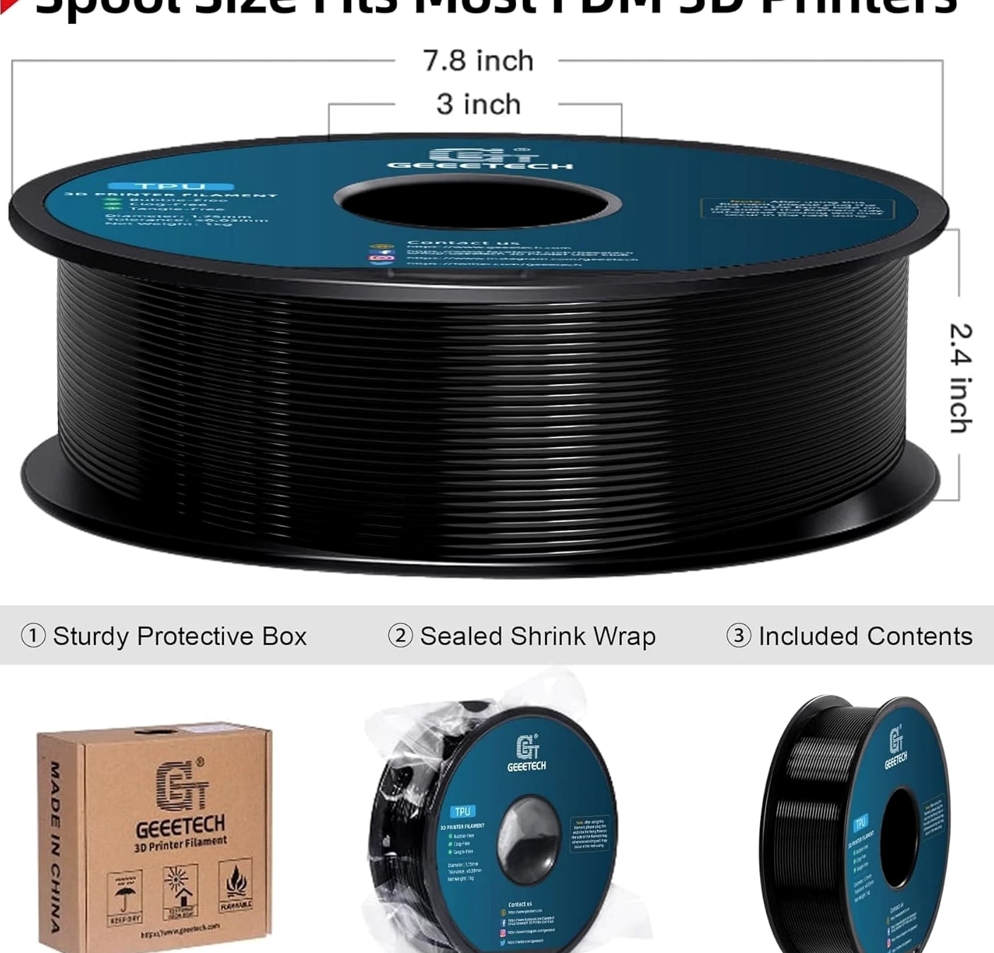 Flexible 3D Printer Filament with High Elasticity TPU