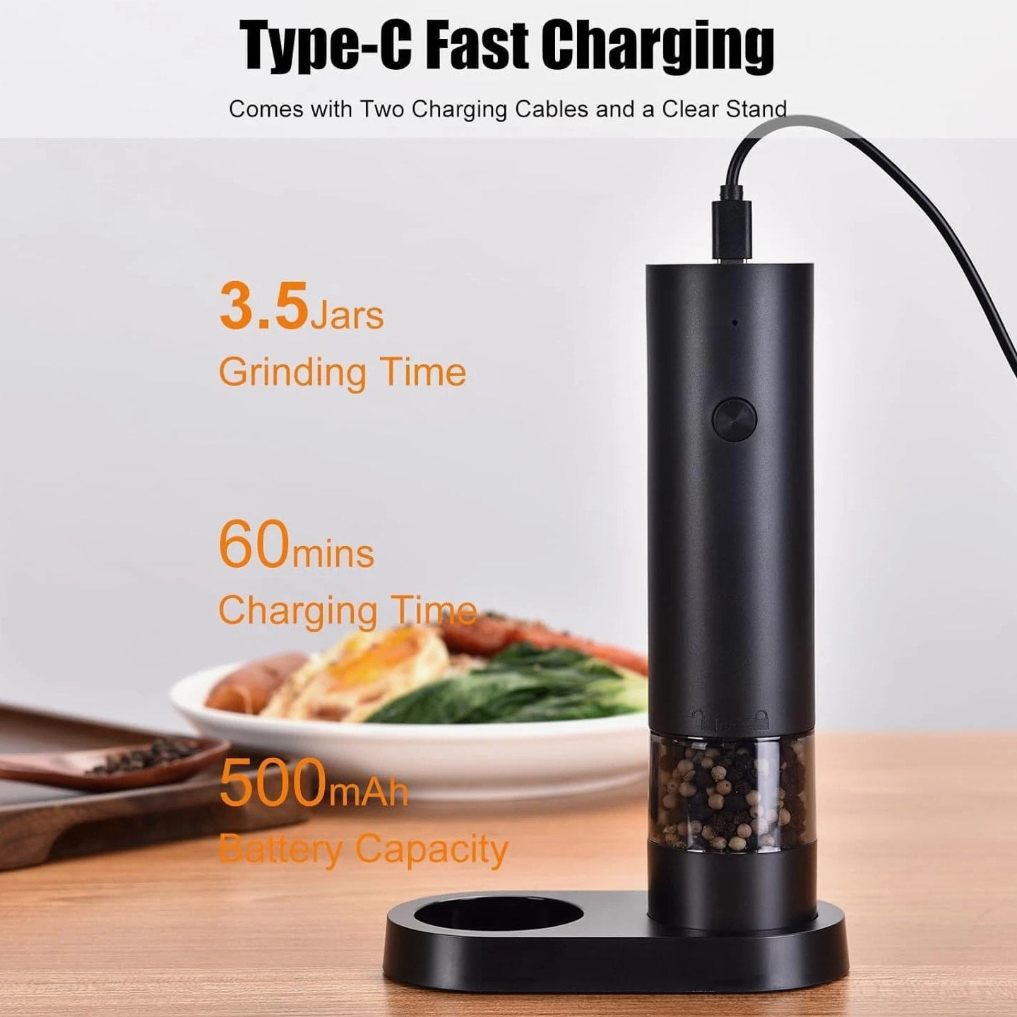 Electric Salt and Pepper Grinder Set-Rechargeable Salt and Pepper Mill Set All i