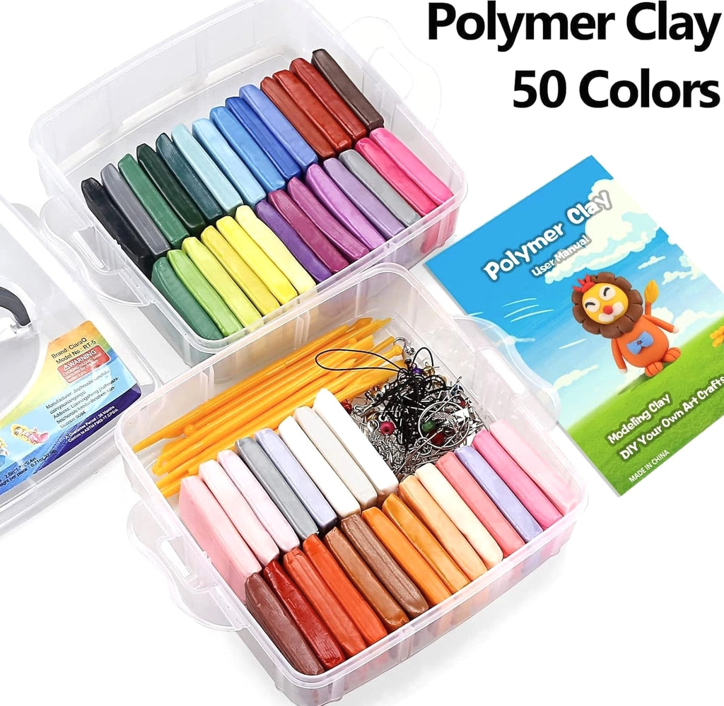 Creative Polymer Clay Starter Set - 50 Colors for Kids Age 4+ - Fun & Engaging