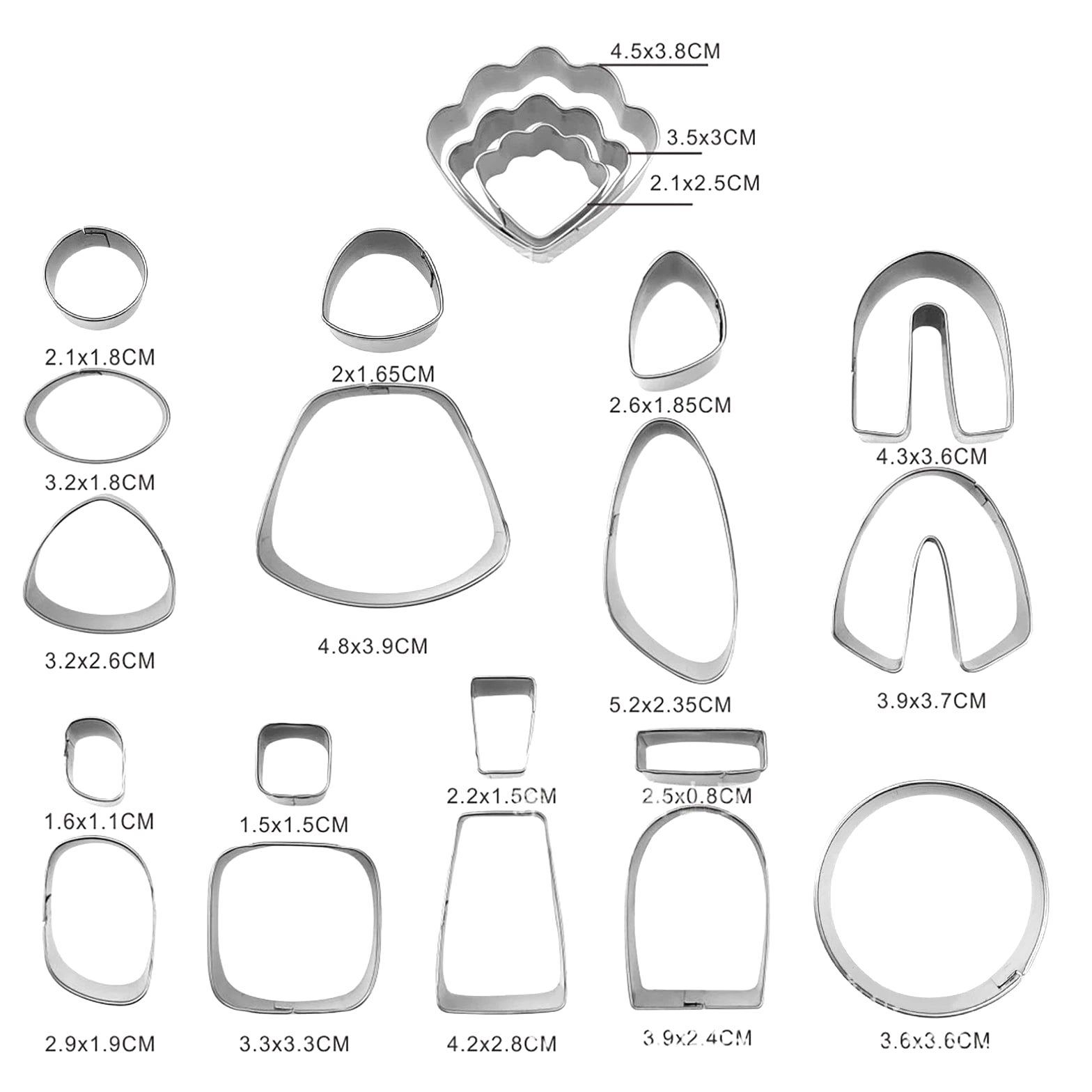 21 Pcs Polymer Clay Cutters Set - Earring Jewellery Cutting Mold Tool Findings DIY