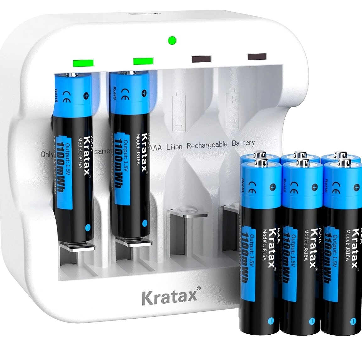 Kratax 1.5V 1100mWh Lithium AAA Batteries Rechargeable AAA Li-ion Batteries Lot