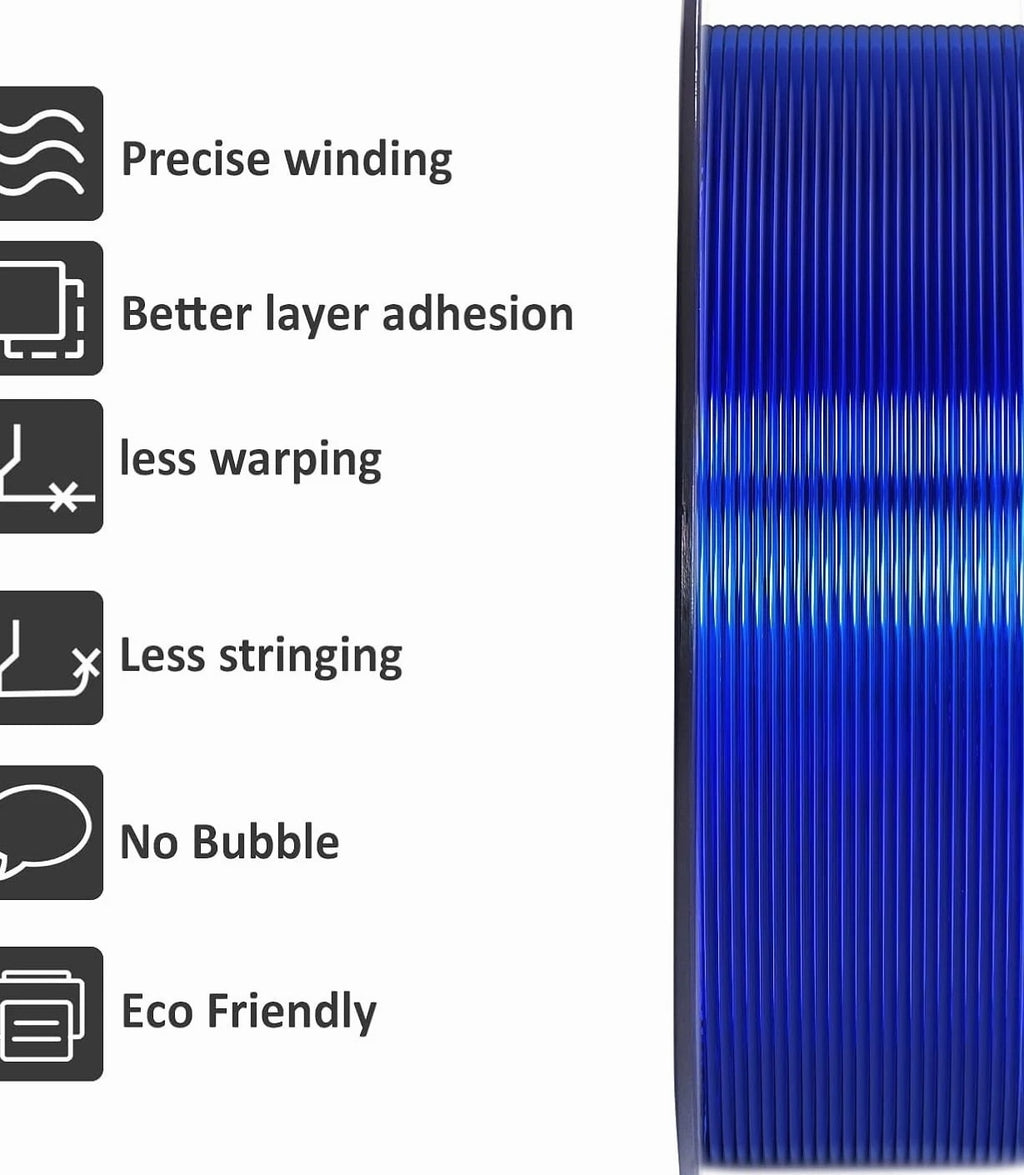 Flex TPU Filament 1.75mm 95A Shore, Clear Blue Flexible