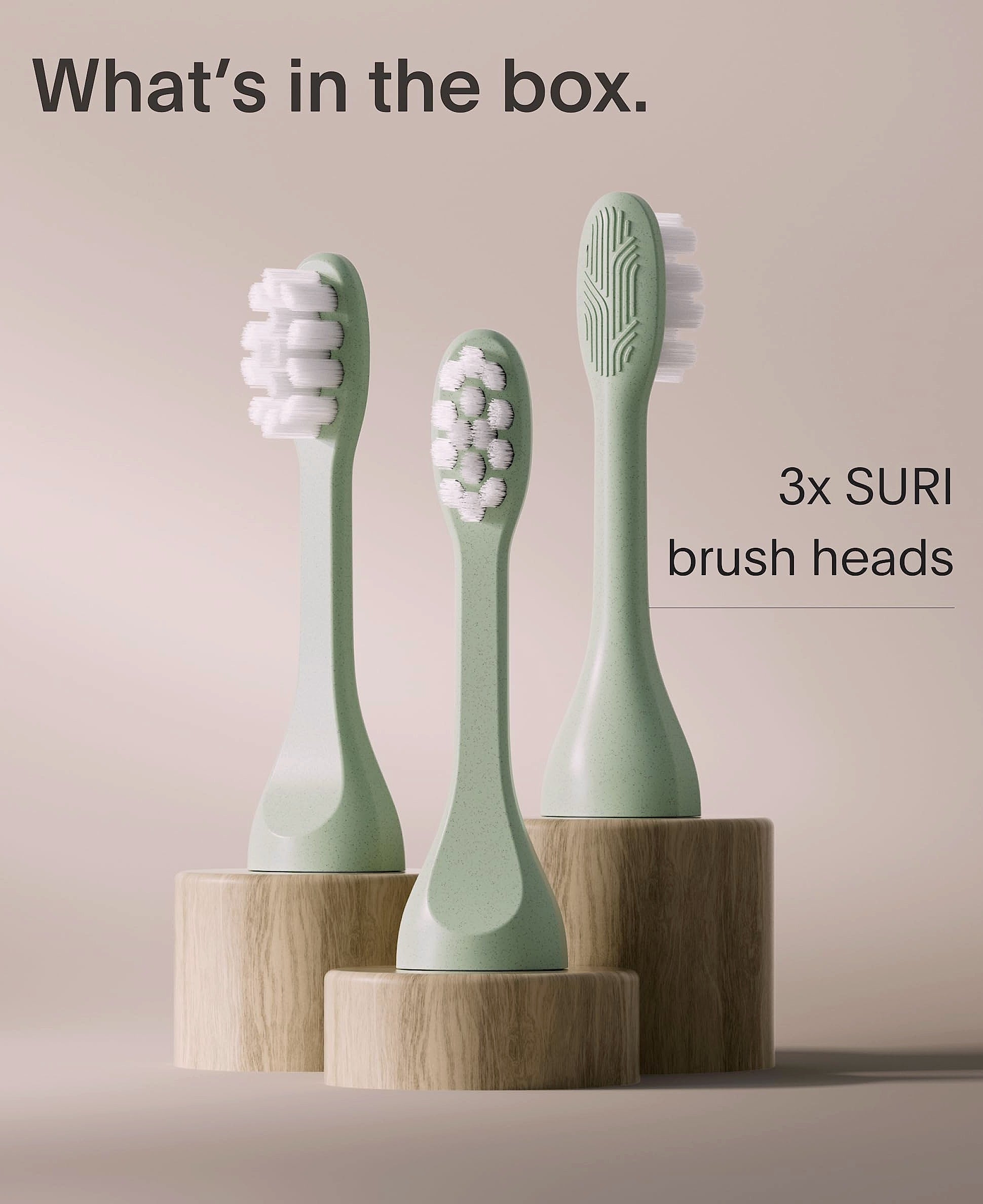 SURI Sonic Toothbrush Replacement Heads with Tongue Scraper