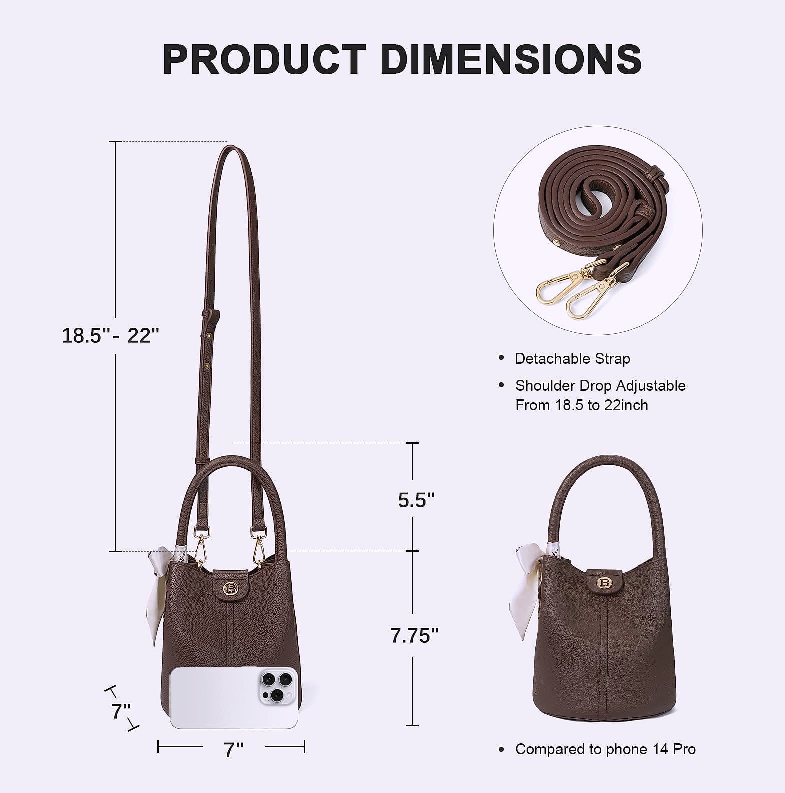 BOSTANTEN Small Crossbody Bag for Women Vegan Leather Mini Bucket