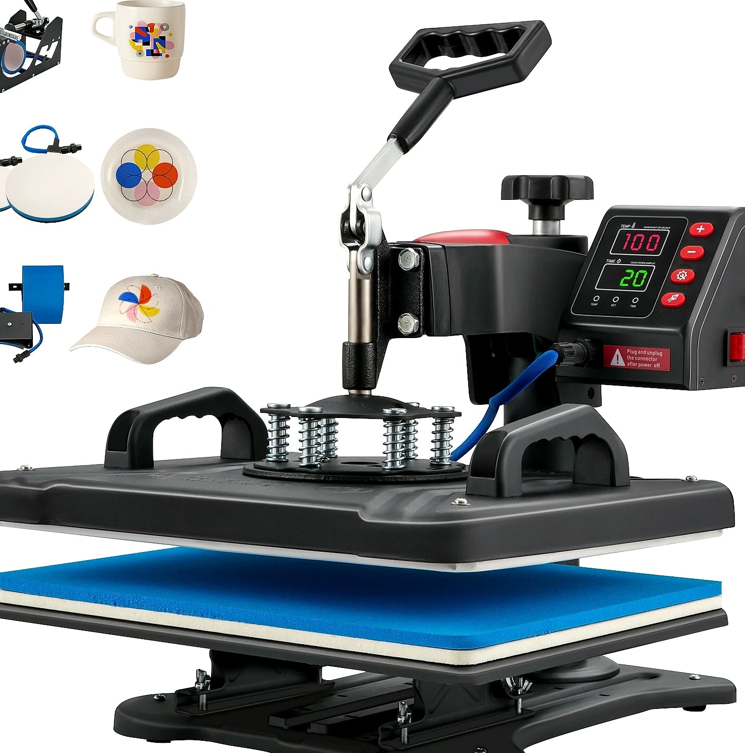 SucceBuy 5-in-1 Heat Press Machine 12x15in Clamshell