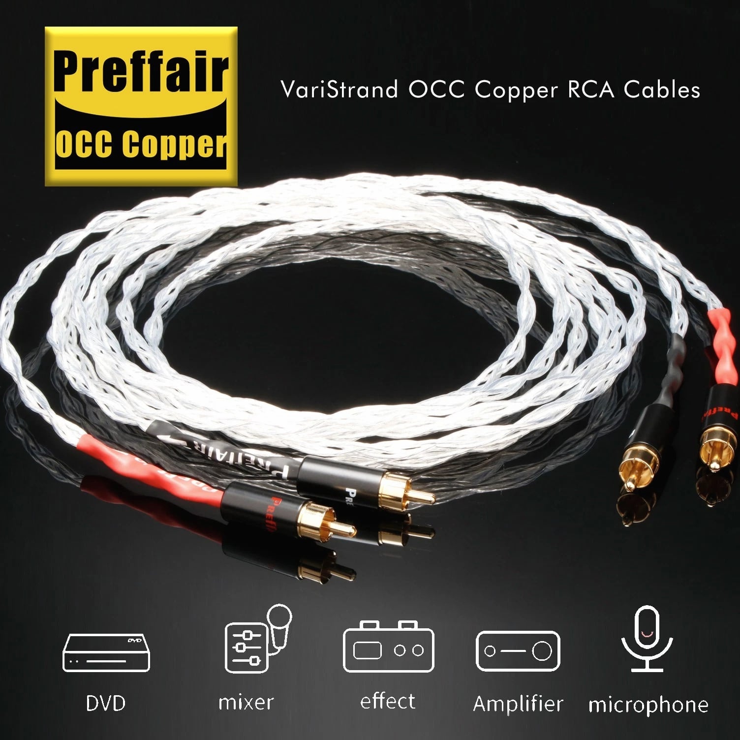 OCC Silver Plated HiFi RCA Cable Audio Cable Amplifier CD Adapter Signal Wire