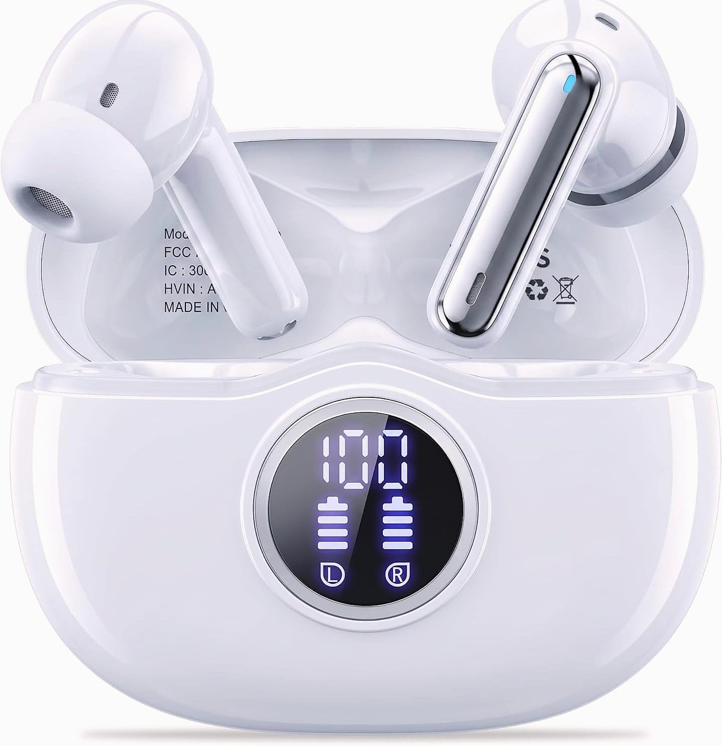 Fhumsh A10 Bluetooth 5.3 Earbuds with 50H Battery and LED Display