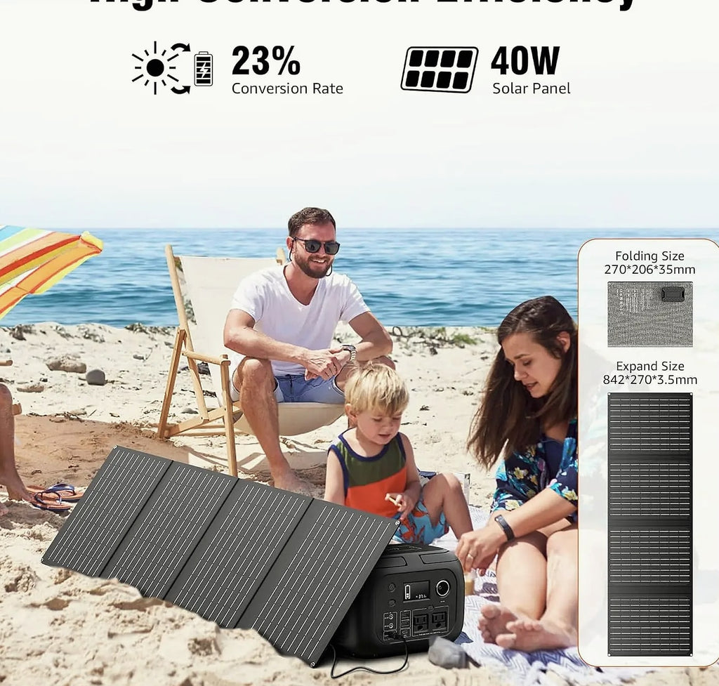 SinKeu 300W Portable Power Station with 40W Solar Panel Kit