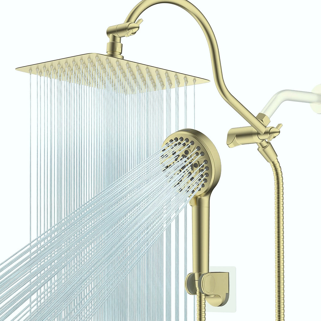 Hibbent 10 inch rainfall shower head combo with handheld sprayer