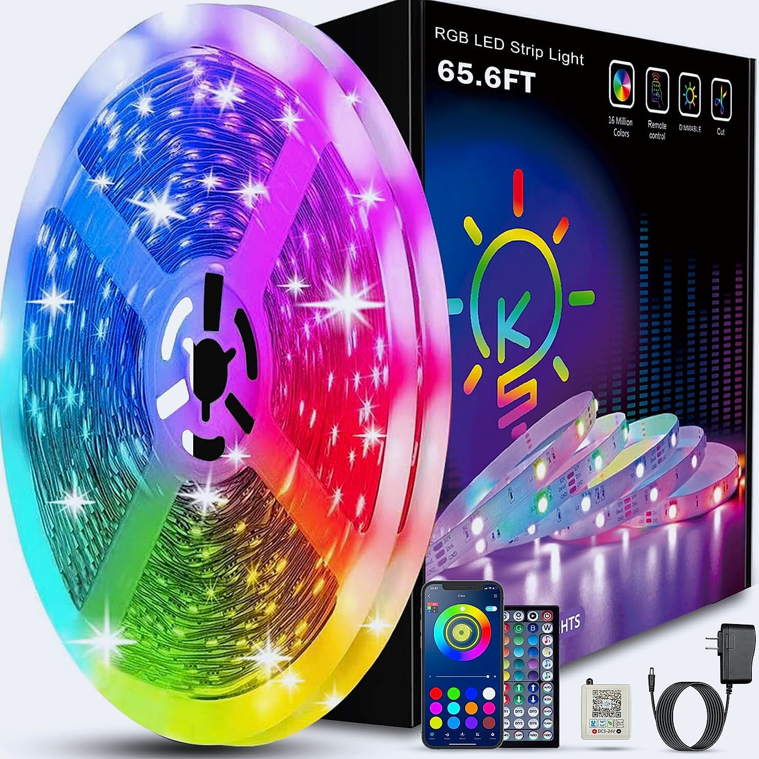 Keepsmile 100ft RGB LED Strip Lights with App and Remote Control