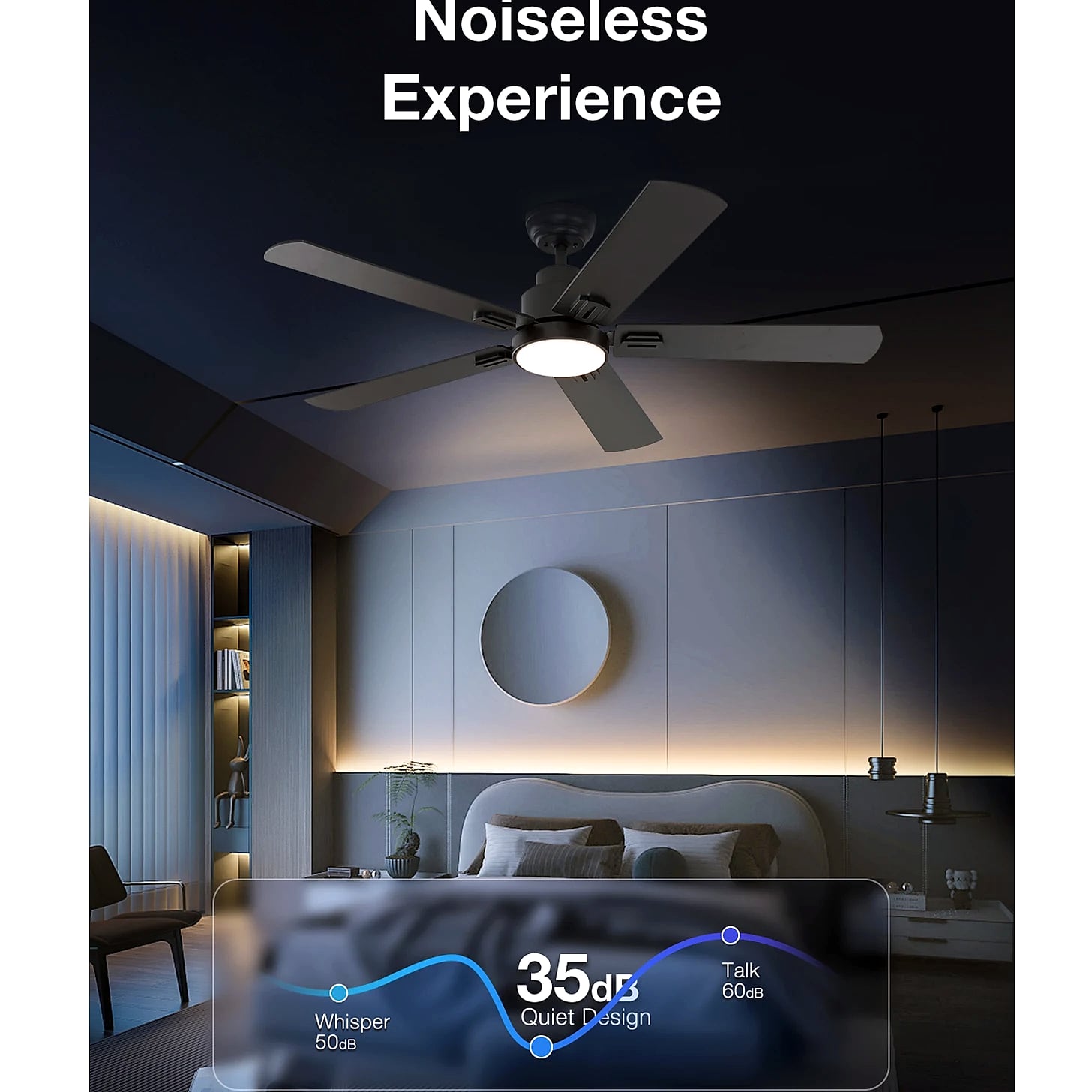 HOMEYBUFF 52 Inch Ceiling Fan with LED Light and Remote