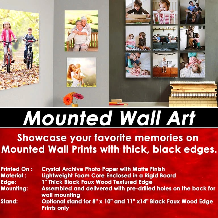 20"x30" Personalized Mounted Wall Art Prints with your choice of image Vertical