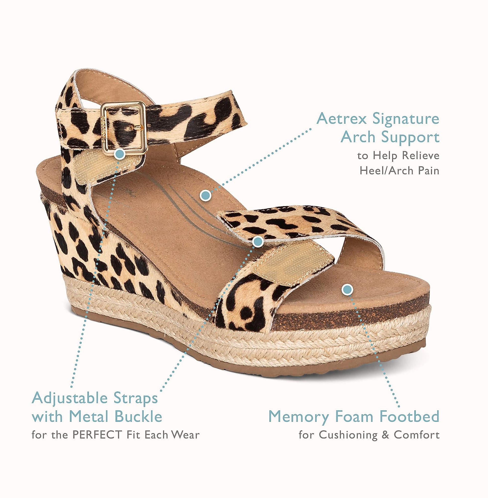 Aetrex Cognac Quarter Strap Espadrille Wedge