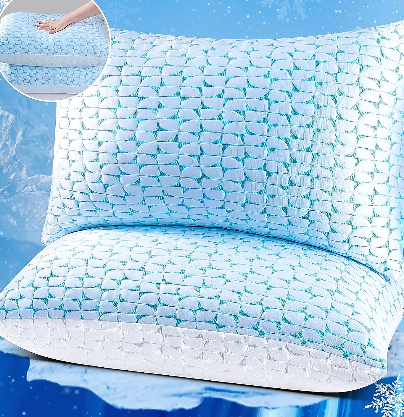 Shredded Memory Foam Pillows Queen/King Size Set of 2, Cooling Gel Pillow