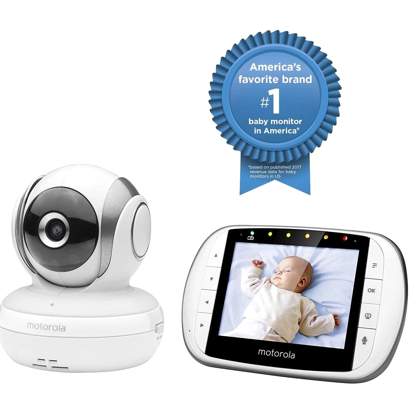 Motorola MBP-33XL Baby Monitor with Color LCD Microphone Night Vision, Room Temp
