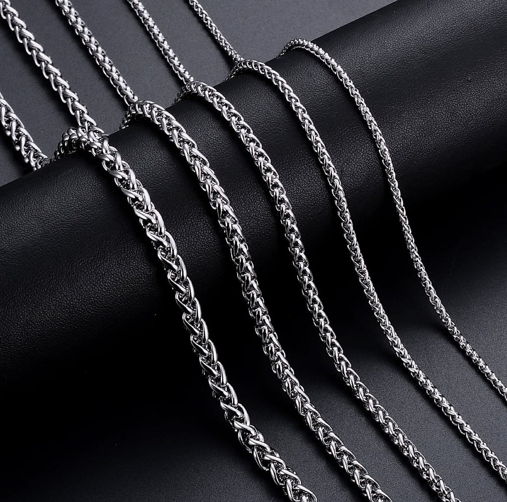SalaWendy Braided Wheat Chain Necklace Stainless Steel
