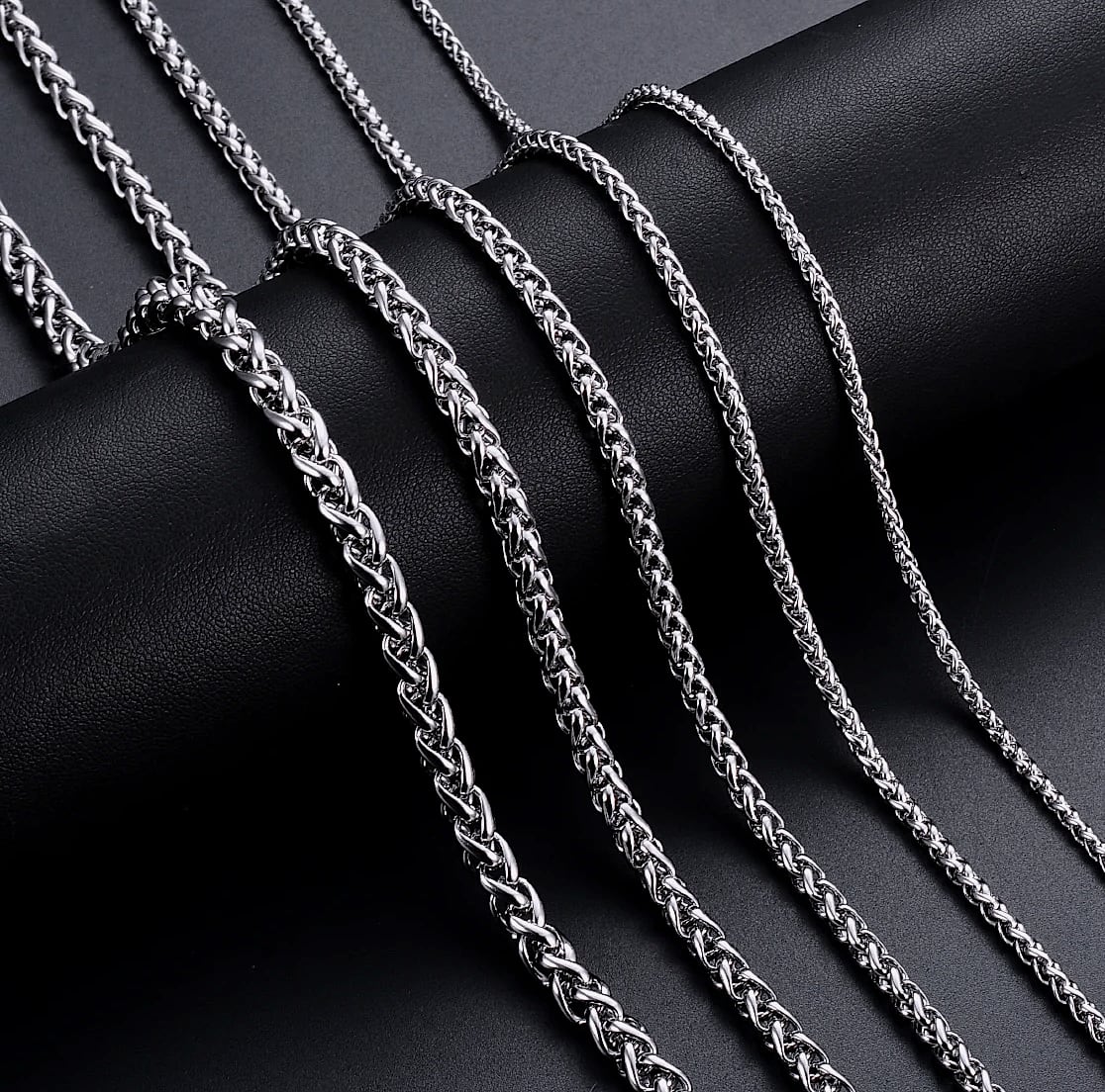 SalaWendy Braided Wheat Chain Necklace Stainless Steel