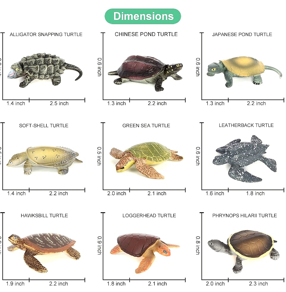 Volnau Mini Sea Turtle Figures 14-Piece Animal Toy Set