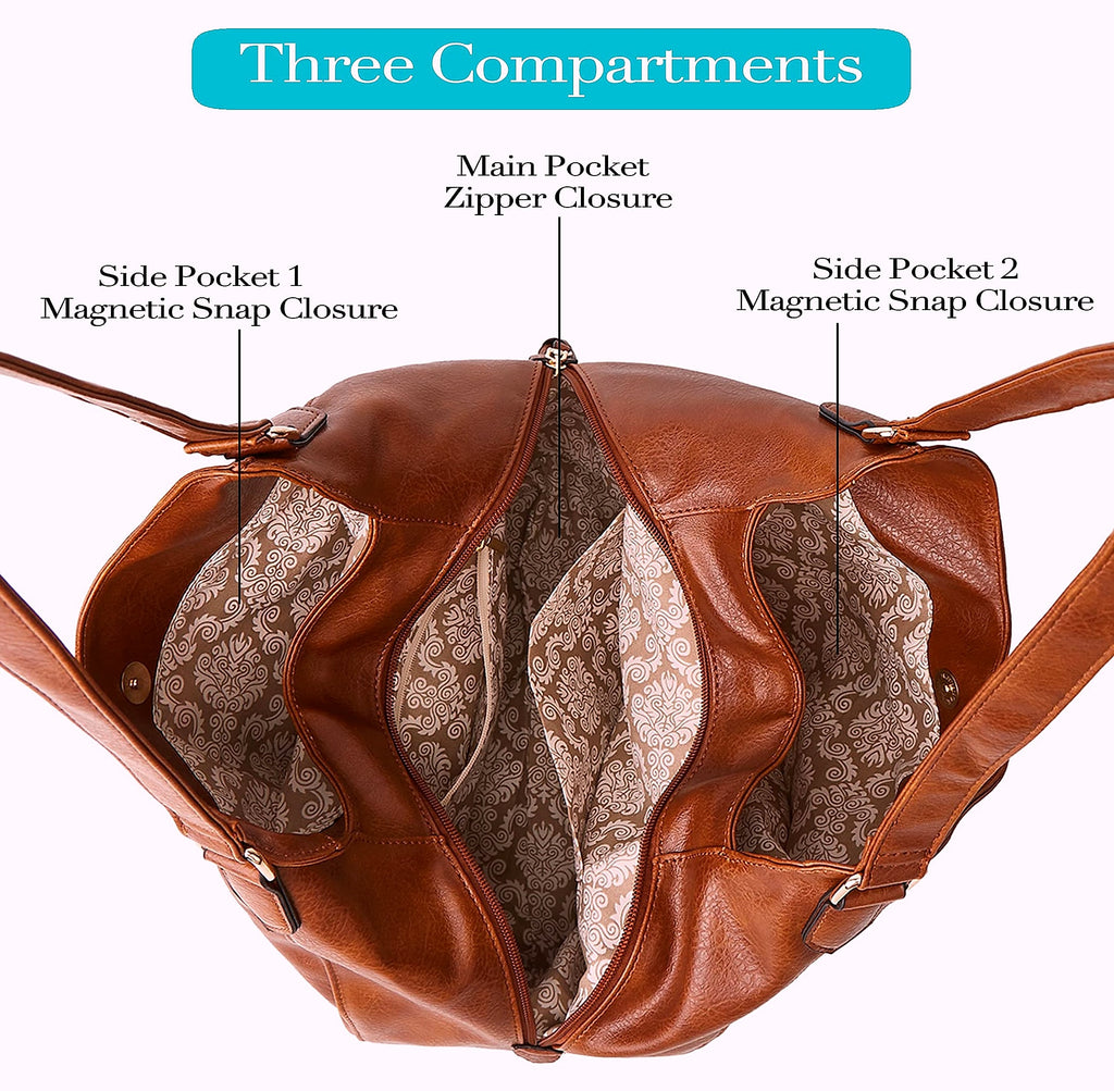 DOURR Women's Vegan Leather Shoulder Bag with Multi Compartments