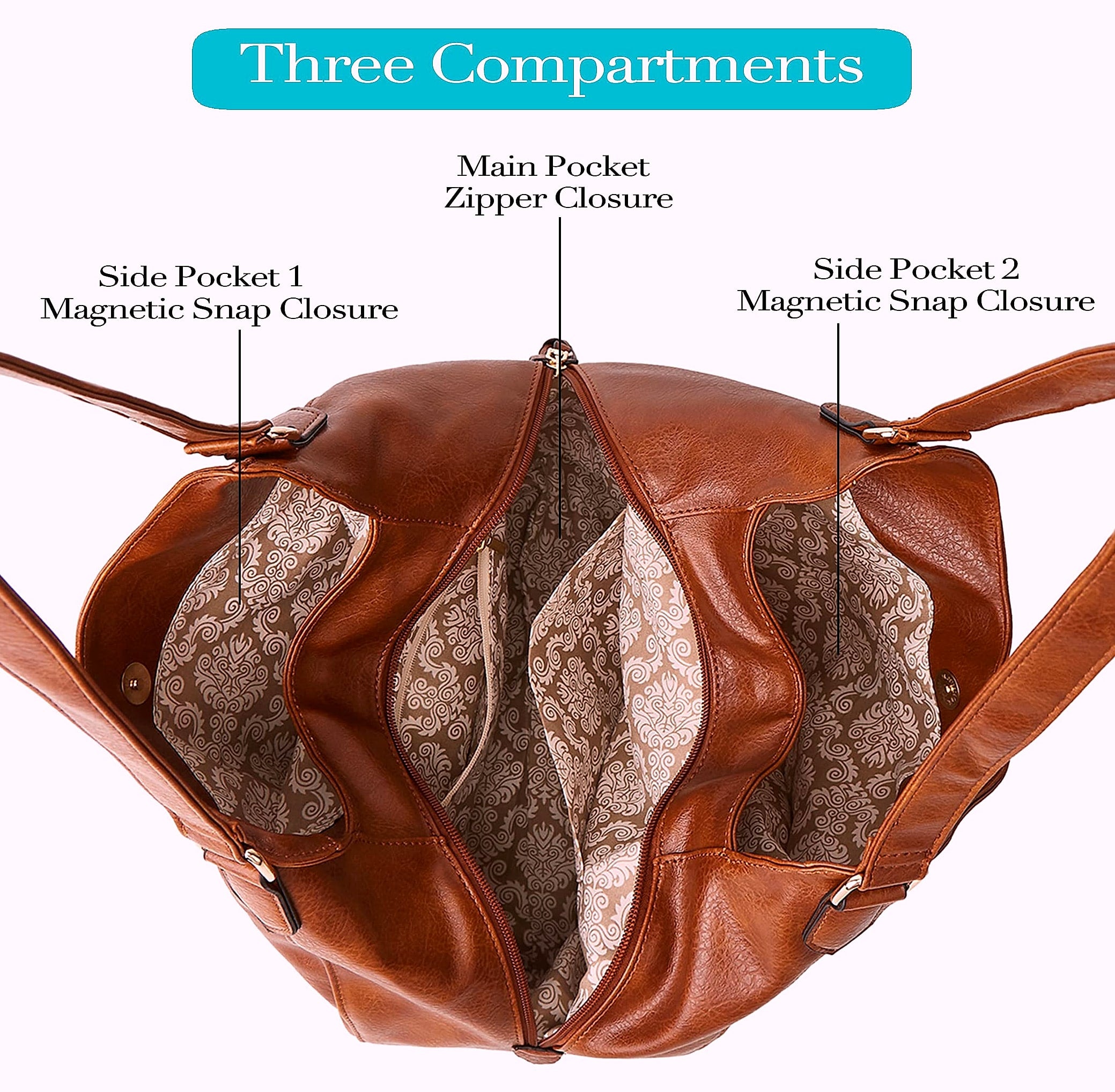 DOURR Women's Vegan Leather Shoulder Bag with Multi Compartments