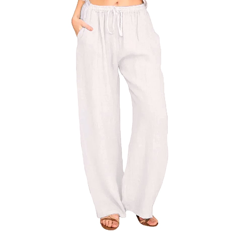 Women's Cotton Linen Elastic Waist Casual Pants