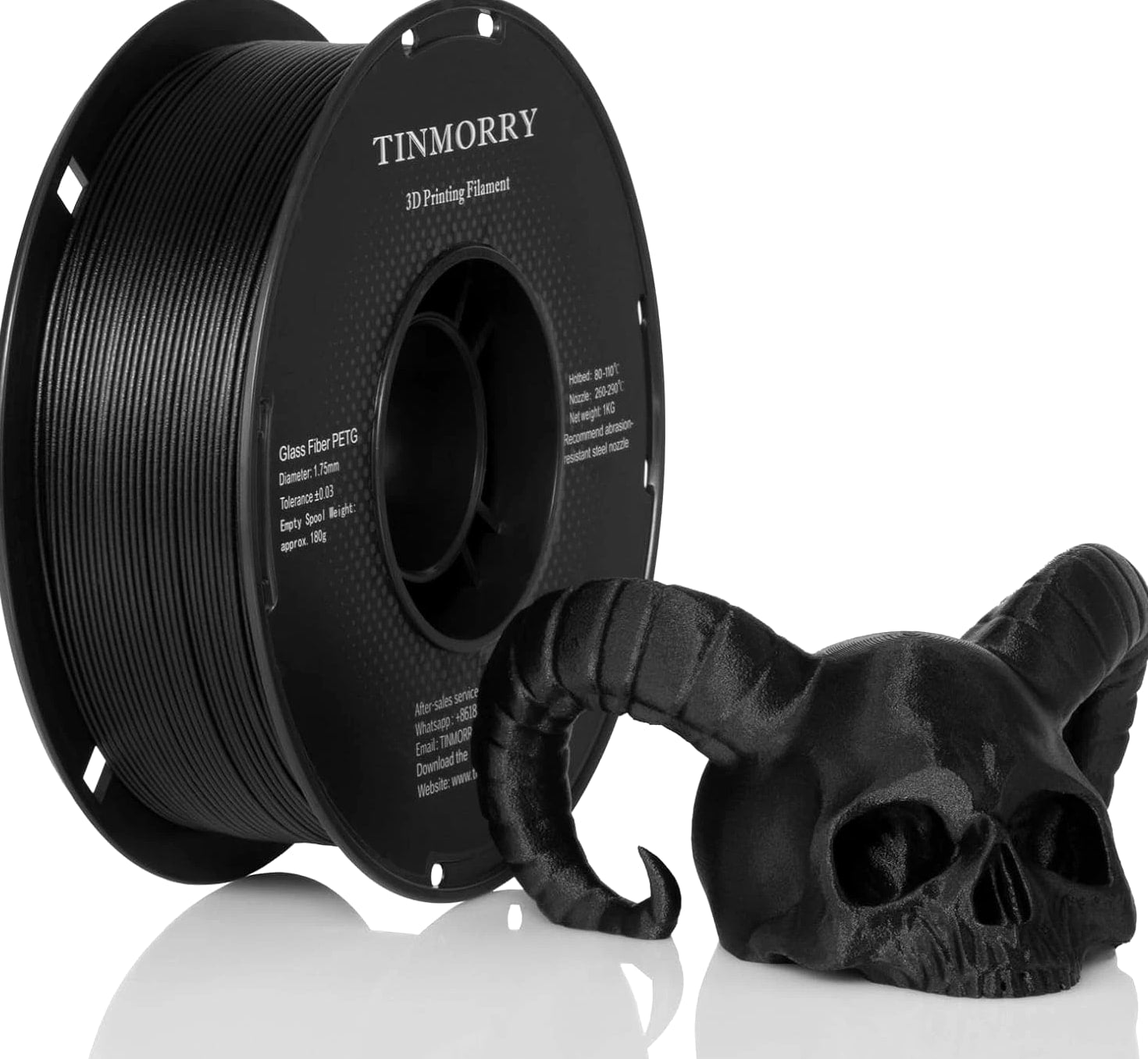 TINMORRY Glass Fiber Reinforced PETG Filament 1.75mm - High Impact Resistance PET