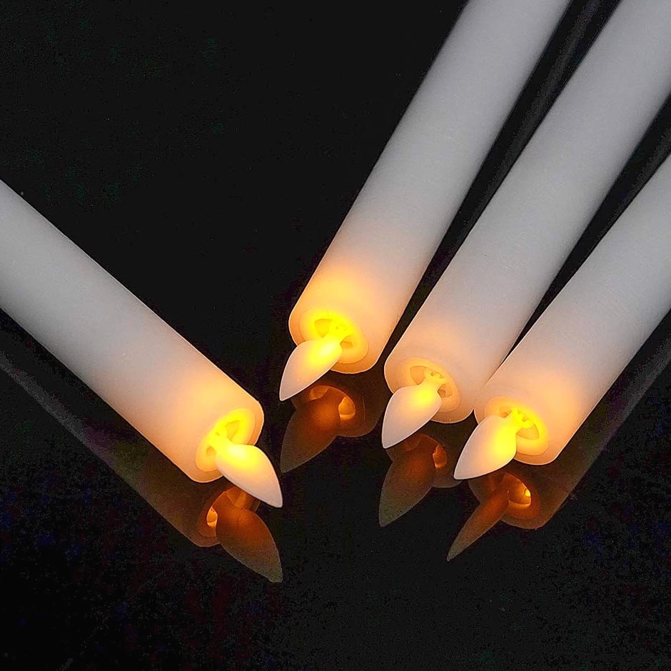 Flameless Taper Candles with Remote Timer, Moving Wick LED Window Candles Bat...