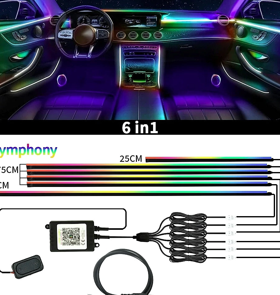 WUMFIRE RGB LED Car Ambient Light Strip Kit with App Control