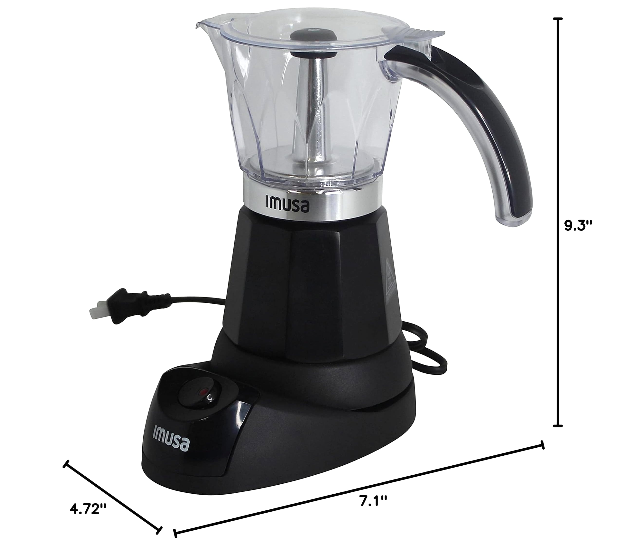 Imusa Electric Espresso Maker, 6 or 3 Cup Moka Coffee Machine