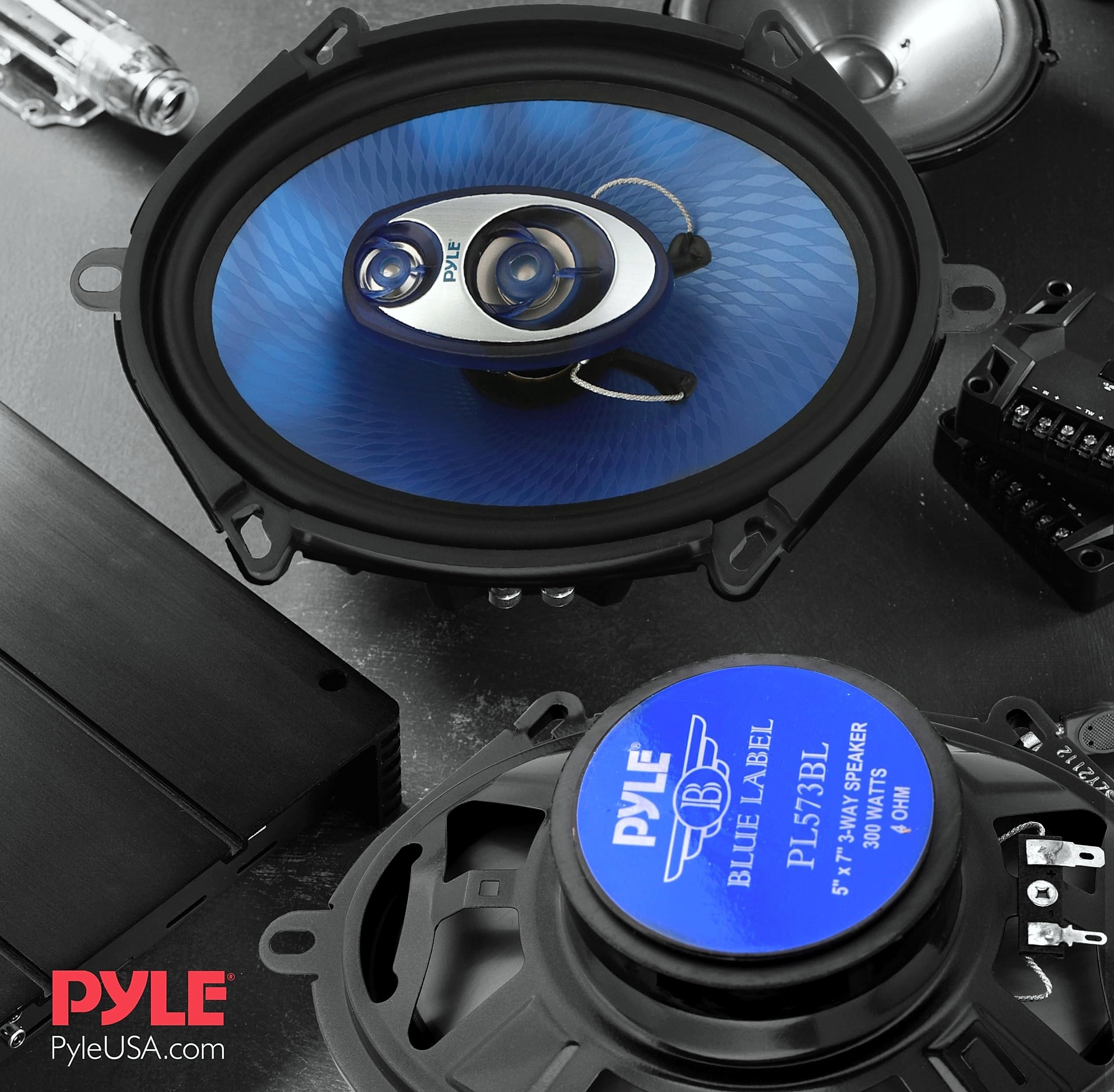 Pyle PL573BL 5x7 Car Speaker Pair 300W 3-Way System