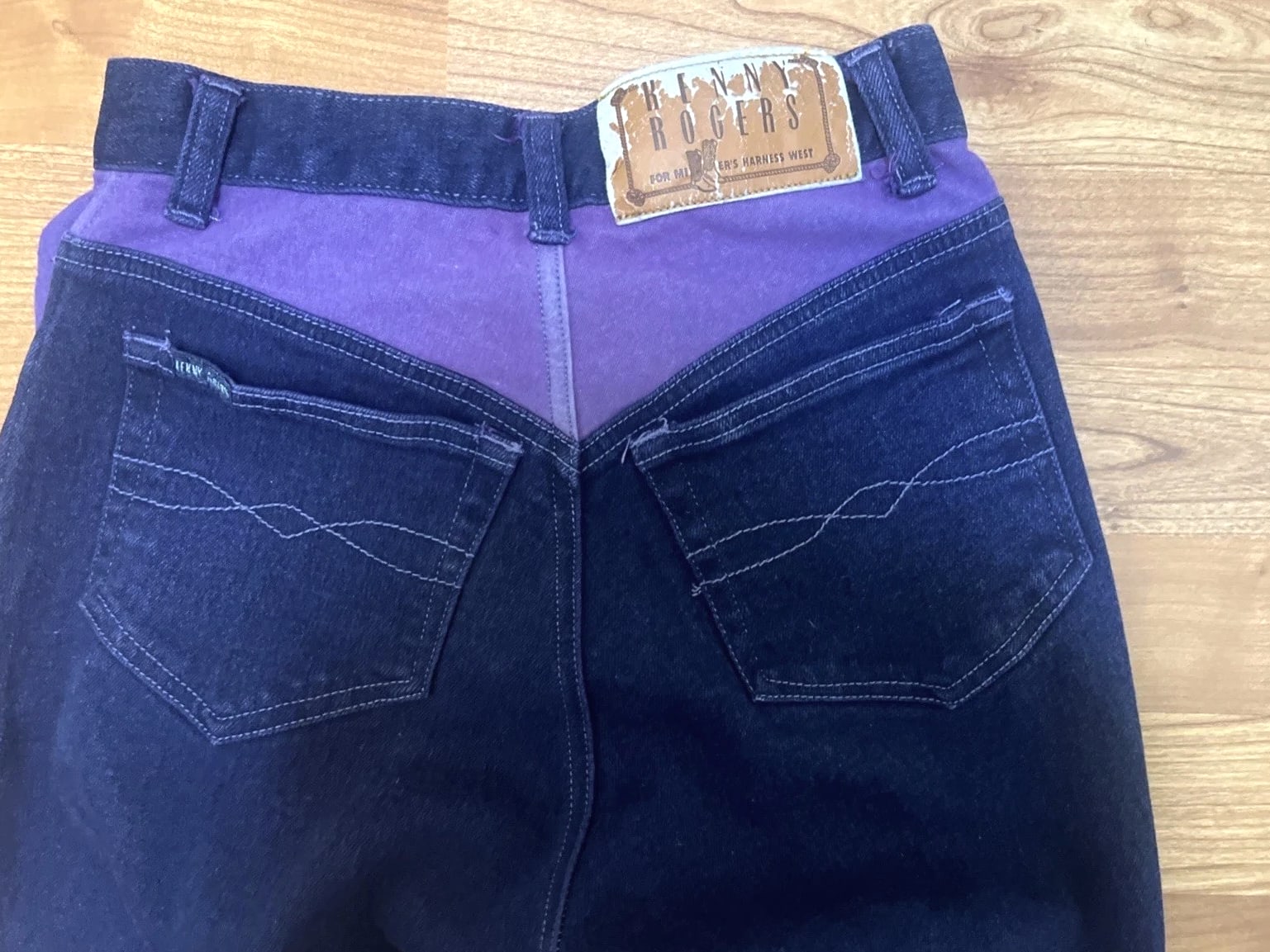 Vintage Kenny Rogers Western Jeans 26x35 High Rise Straight Dark Wash with Purple
