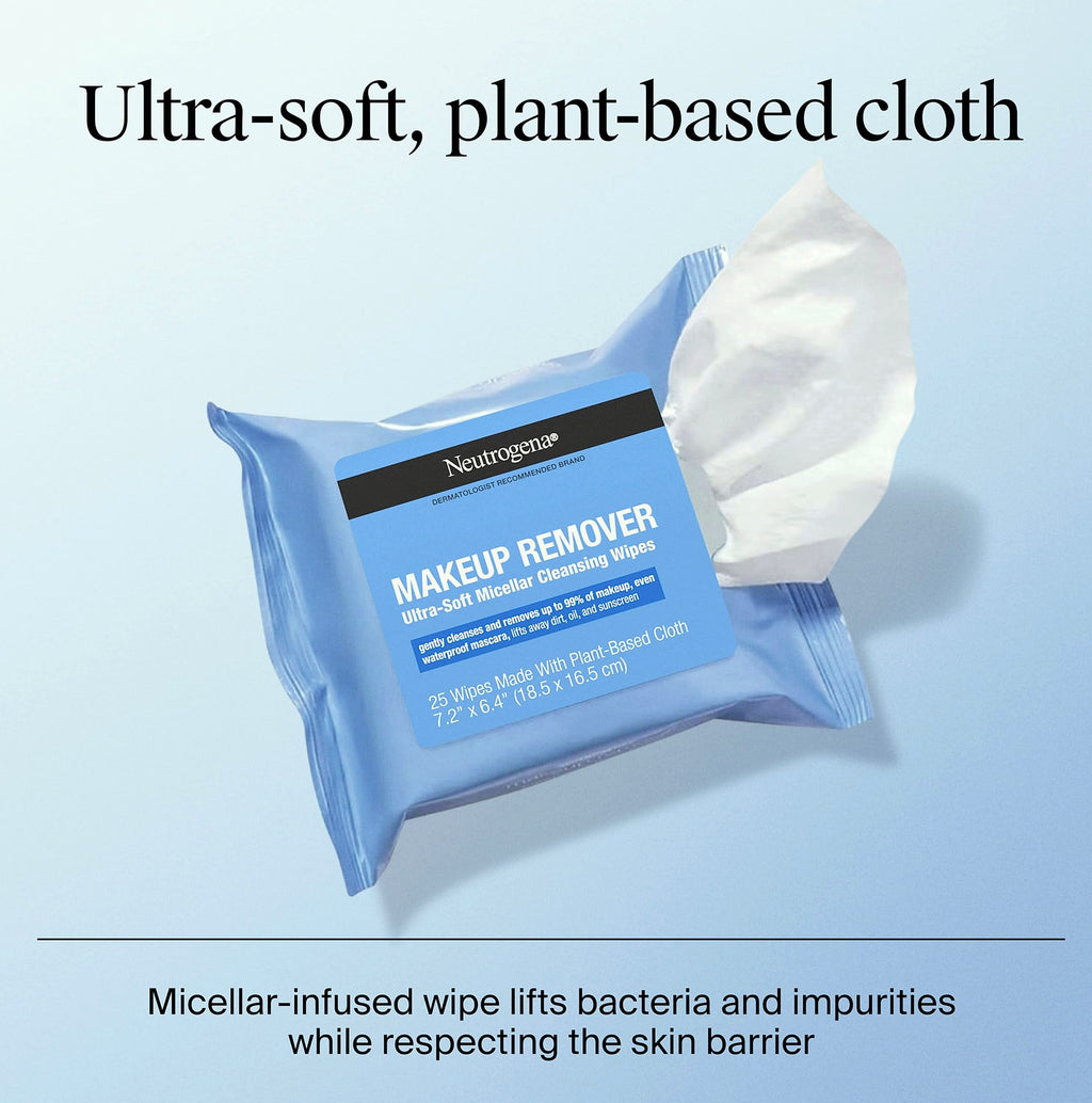 Neutrogena Micellar Makeup Remover Wipes, Alcohol-Free, 50 Count