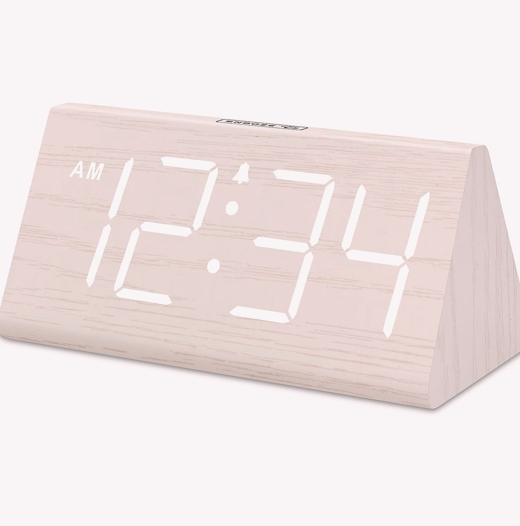 DreamSky Wooden Digital Alarm Clock with USB Charger Port