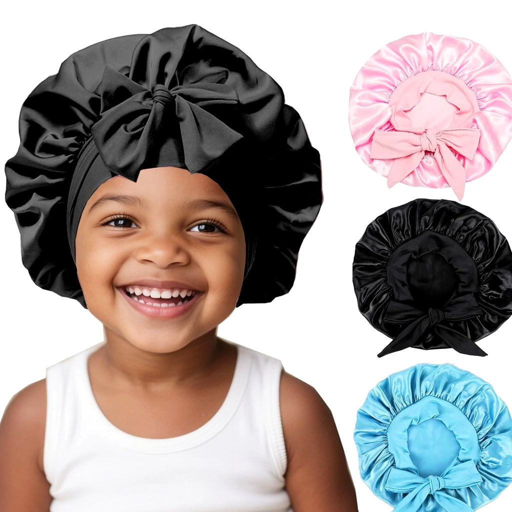 3 Pcs Kids Satin Bonnet for Sleeping - Baby Silk Bonnet for Sleep, Kids Hair B...