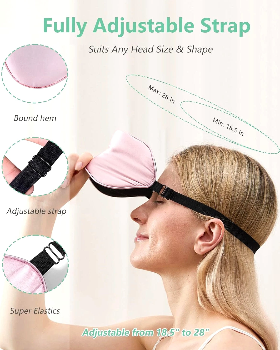 100% Real Mulberry Silk 2 Pack Sleep Mask, Natural Pure Silk Eye Masks with Adju