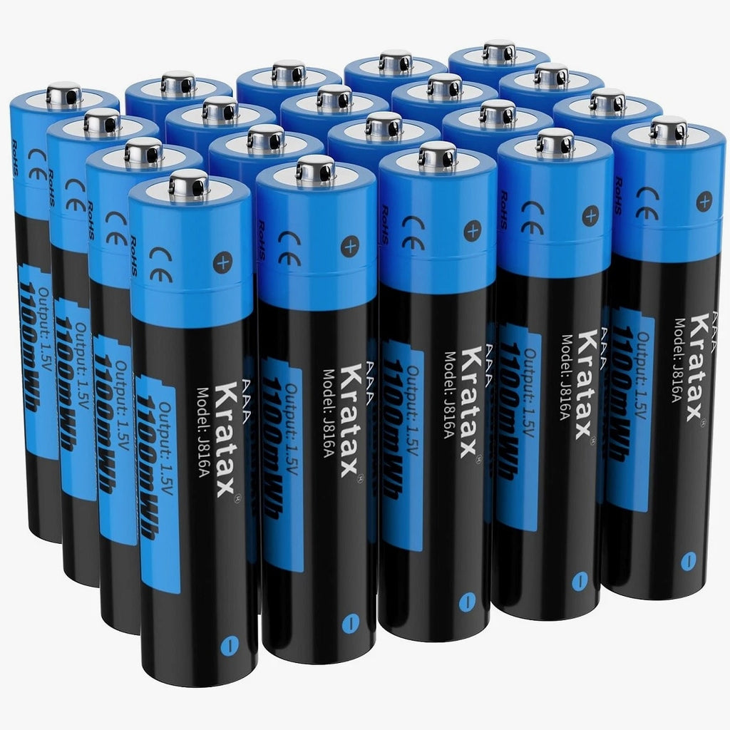 Kratax 1.5V 1100mWh Lithium AAA Batteries Rechargeable AAA Li-ion Batteries Lot