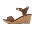 Soda Maple Women's Square Toe Wedge Sandal with Ankle Strap