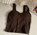 Women's Y2K Cropped Tank Top with Bra Pads and Suspenders