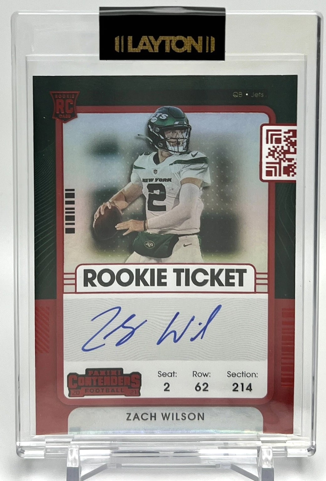2021 Panini Contenders Rookie Ticket Zach Wilson Auto Red Zone Variation #102