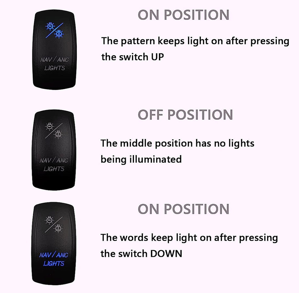 BACAUTOPARTS 7Pin Nav/Anchor Light Rocker Switch 12V 24V
