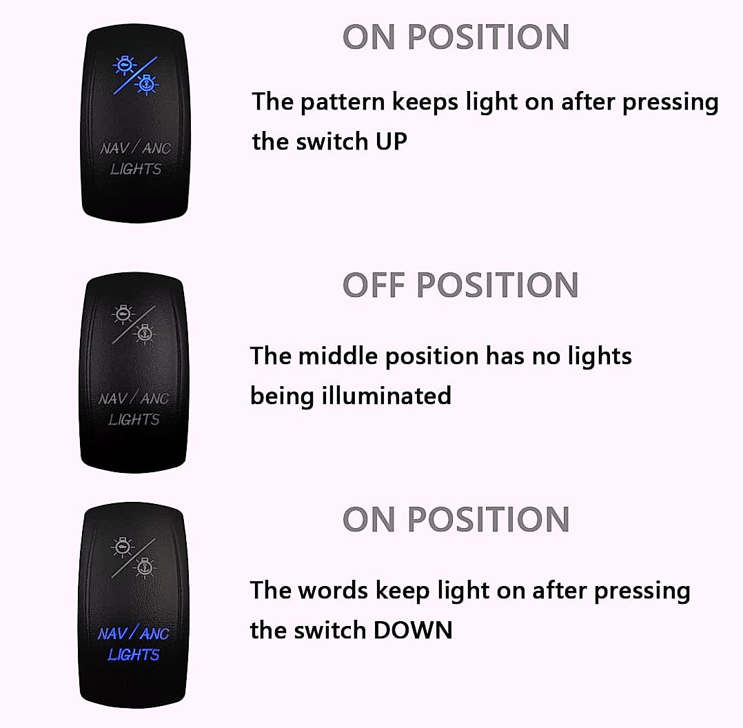 BACAUTOPARTS 7Pin Nav/Anchor Light Rocker Switch 12V 24V