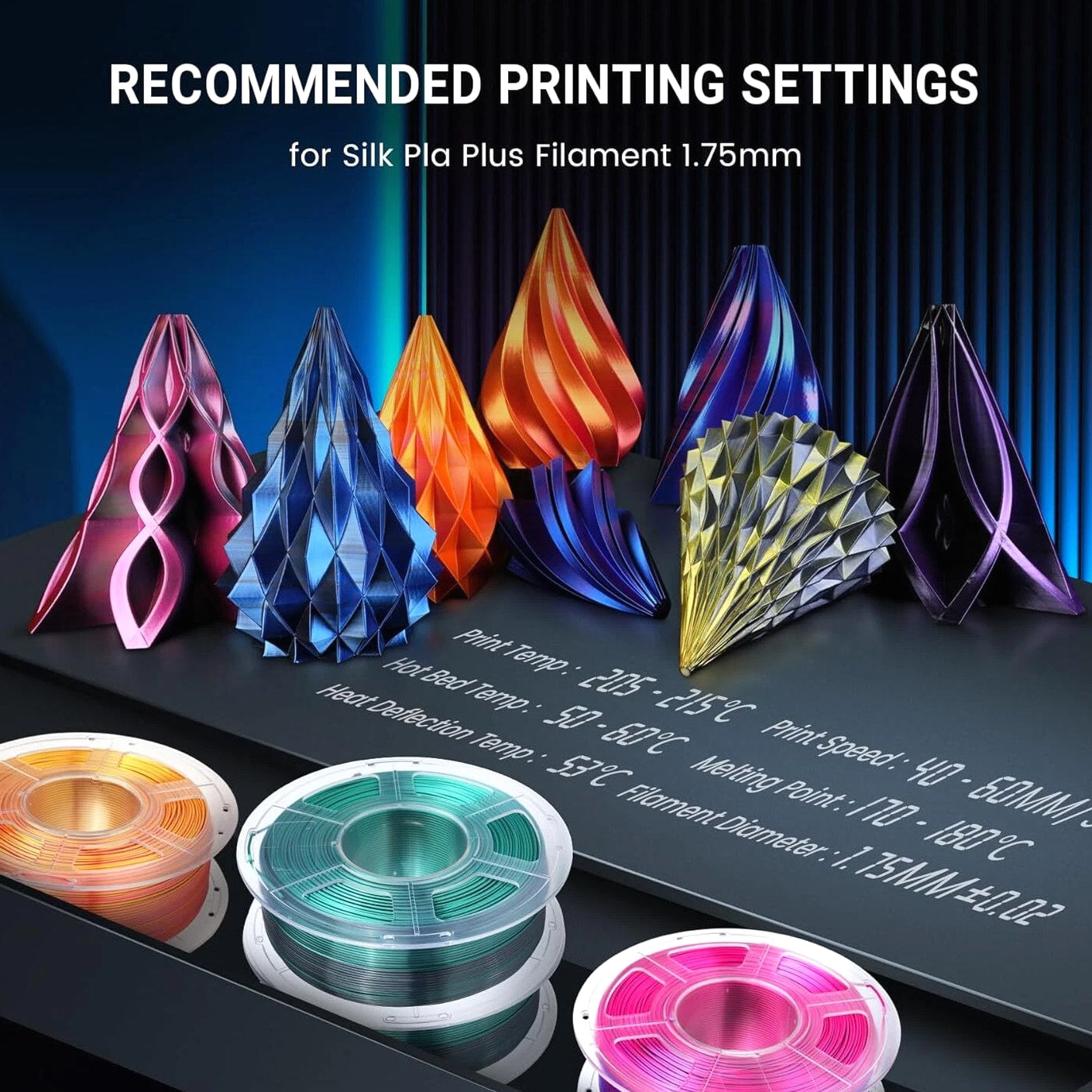 SUNLU Silk Textures PLA+ 3D Printer Filament Dual/Triple Color 1KG 1.75mm Smooth