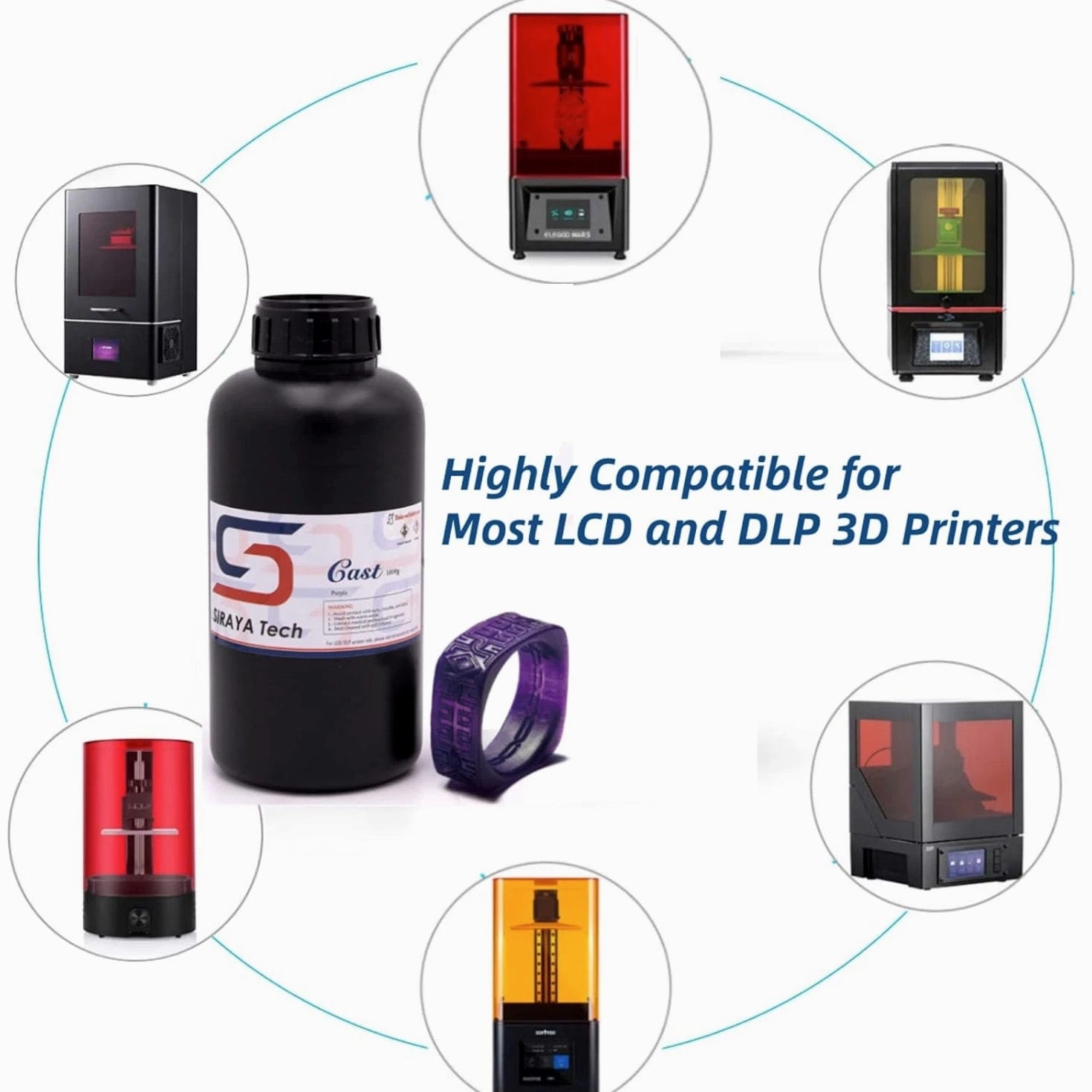 Cast 3D Printer Resin Easy to Print Use and Burn High Resolution Castable 405nm