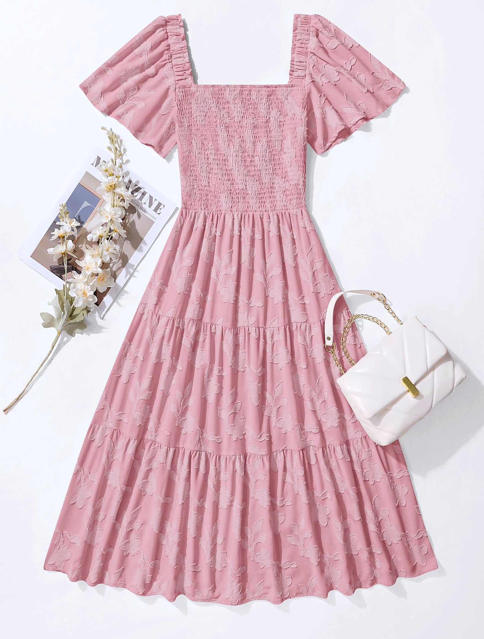 ZESICA Women's Boho Floral Midi Dress Summer Casual