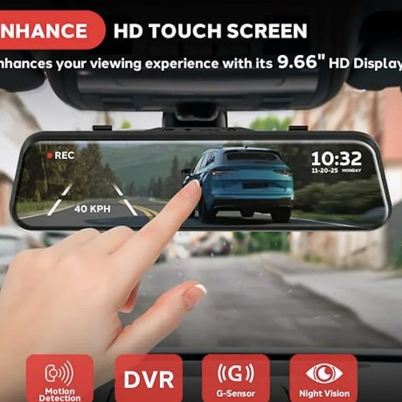 Dual Dash Cam Rearview Mirror 1080p Front and Rear