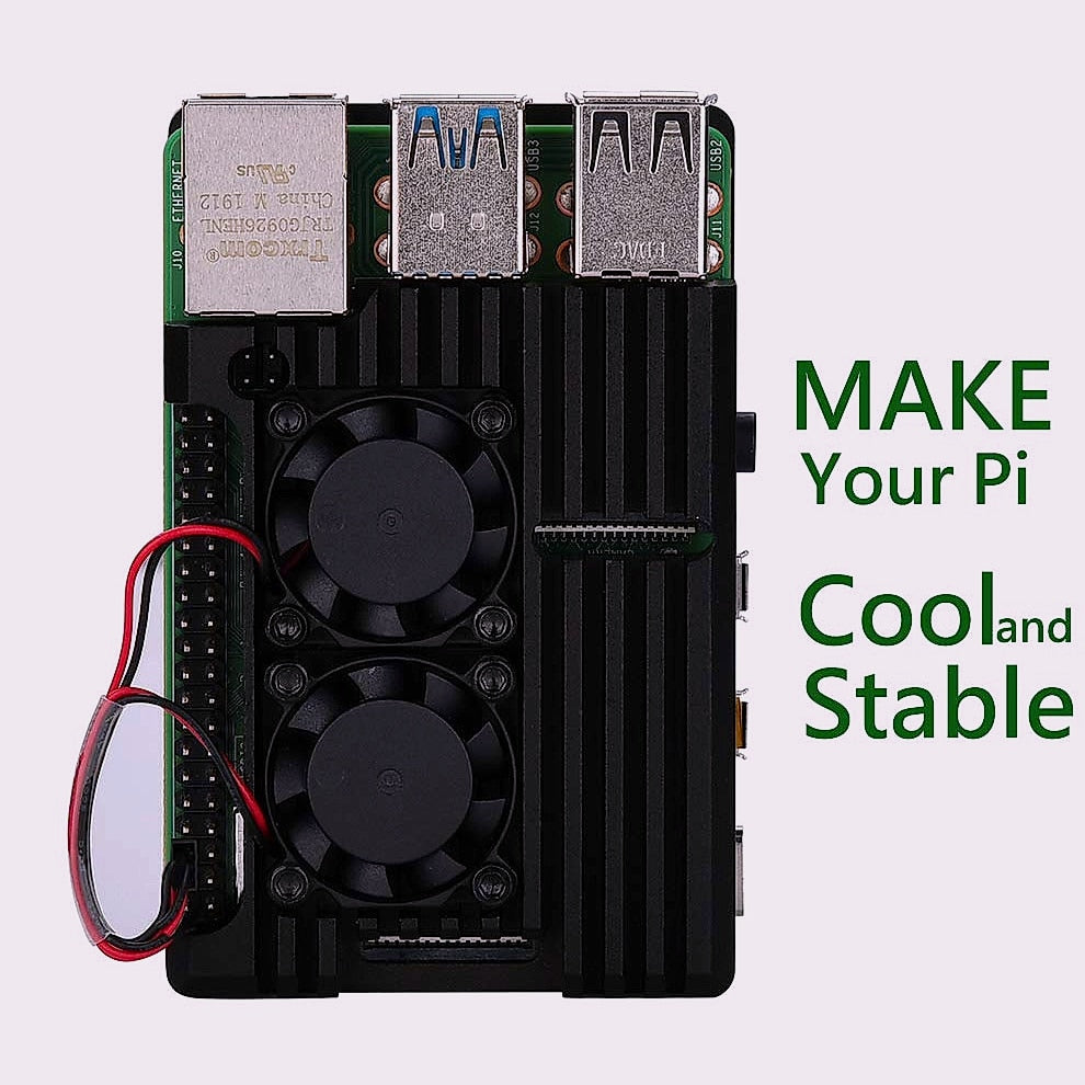 MazerPi Raspberry Pi 4 Aluminum Case with Dual Fan Cooling