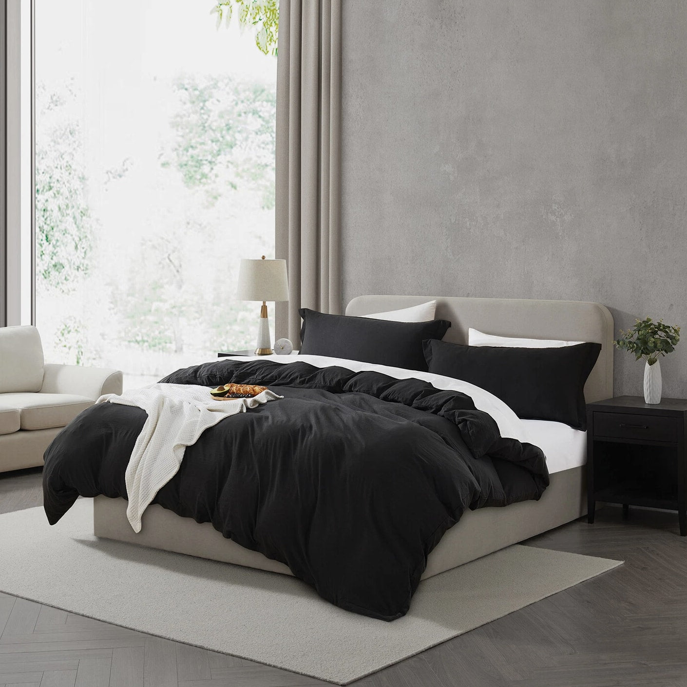 3 Pc Duvet Cover Set, King/Queen Soft Pre-Washed Comforter Cover & Pillow Shams