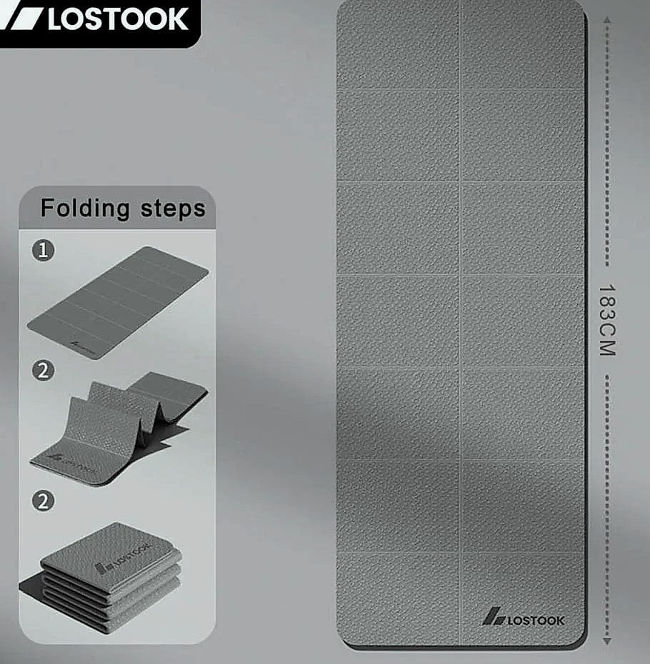 Lostook 4mm TPE Foldable Yoga Mat for Home Workouts