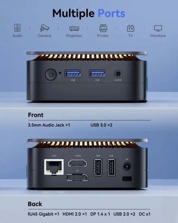 NiPoGi AK1Plus Mini PC Intel N100 16GB RAM 512GB M.2 SSD Win 11 Pro