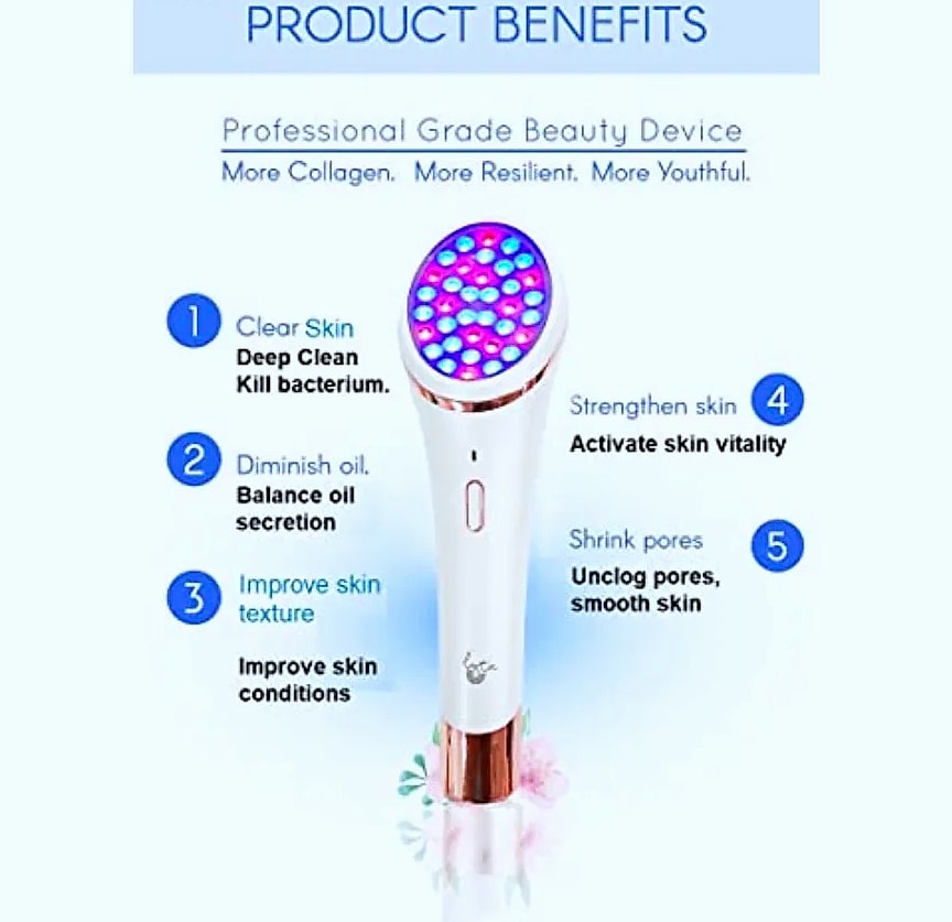 Wireless Duo Red Blue LED Light Therapy Face Device